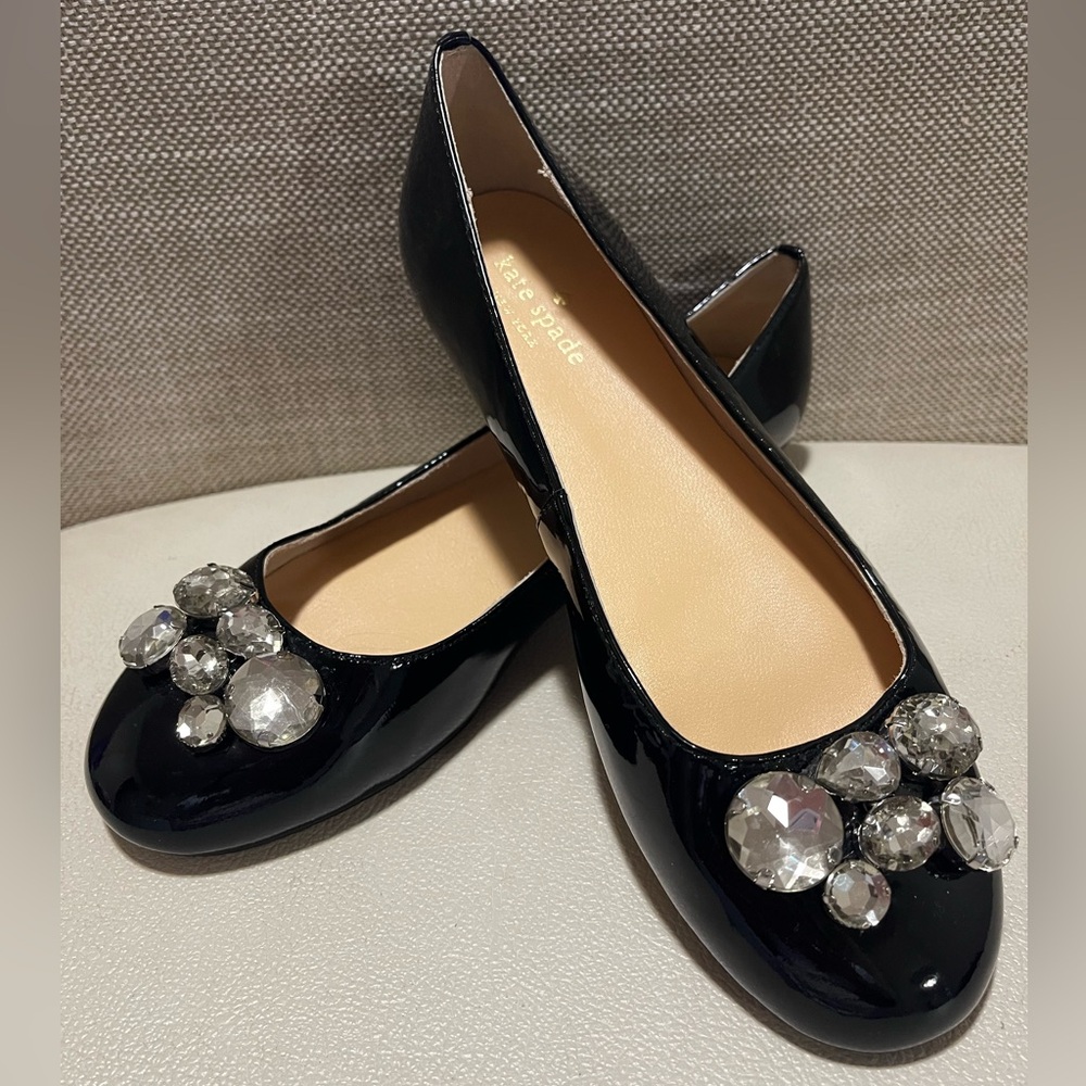 Kate Spade Jeweled Patent Leather Round Toe Ballet Flats Women’s Size 7.5